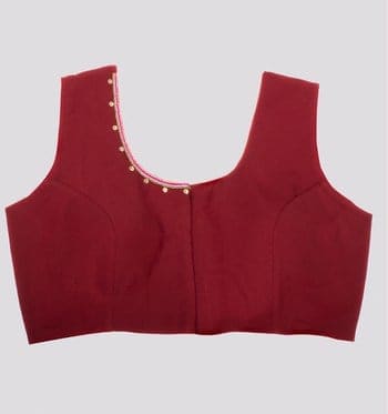 Maroon Hand Embroidered Round Neck Blouse-RKFWW03