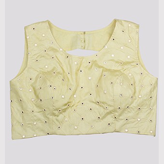 Cream color Brocade Round Neck Ladies Blouse-RKFWW01