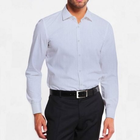 Men Easy Care White Printed Cotton Poly Formal Shirt-RRBMS016
