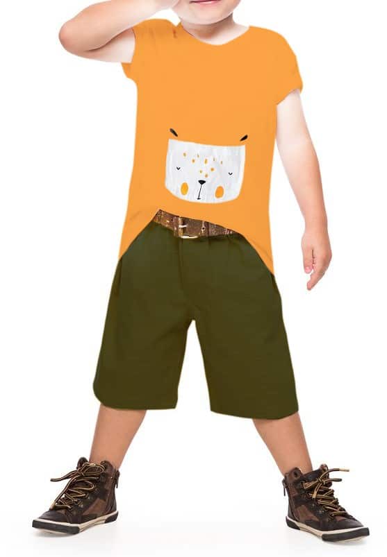 Cute Animal face handmade applique/painted yellow half sleeves T-Shirt-RKFCBT004