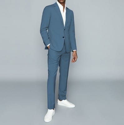 Men Teal Blue Single-Breasted Slim-Fit 2-Piece Suit-RKFCMS005
