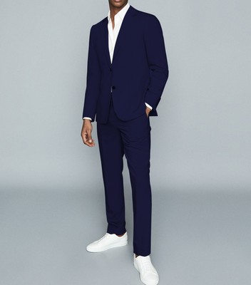 Men Navy Blue Single-Breasted Slim-Fit 2-Piece Suit-RKFCMS001