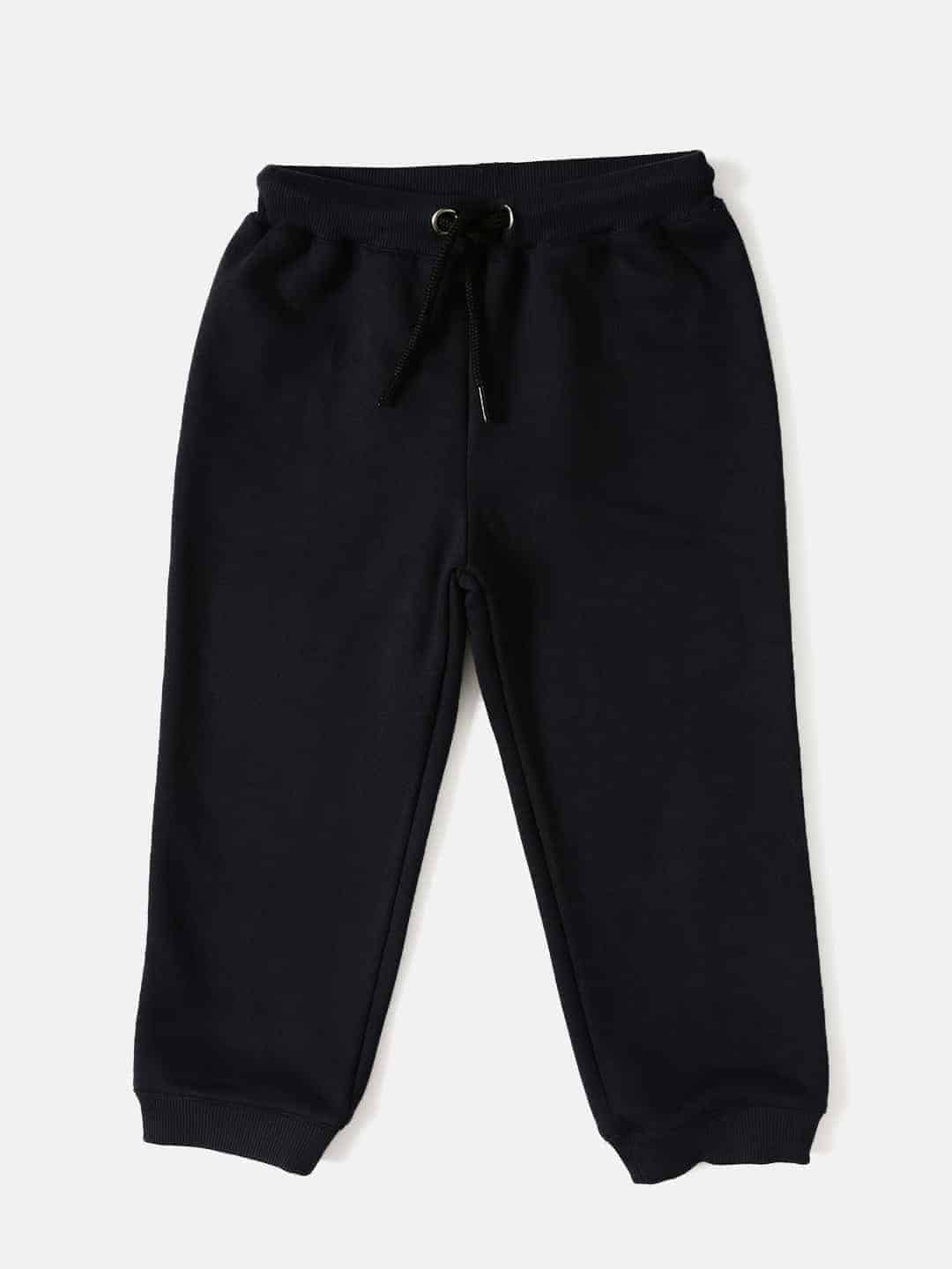 Black Kids Track Pants in jersey fabric-RKFCW08(B)