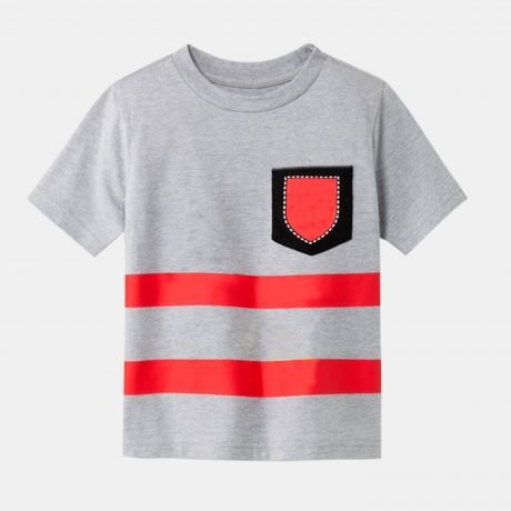 BOYS SOLID GREY COLOR BLOCK T-SHIRT WITH STRIPE-RKFCW76