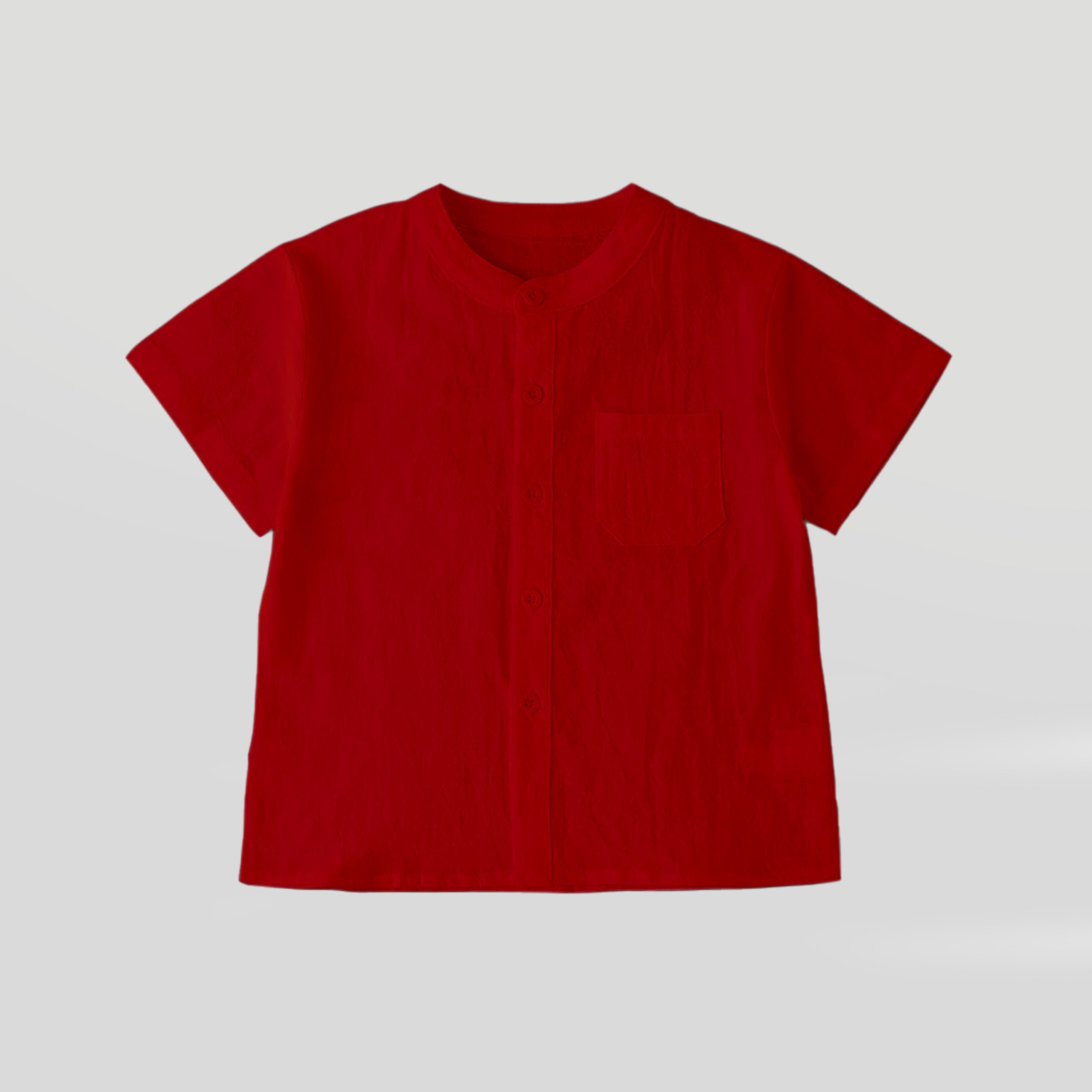 Boys Marron Mock Neck Single Breasted Shirt-RKFCW108