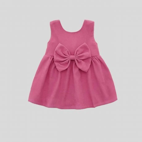 Watermelon pink sleeveless dress with bow - RKFCW151