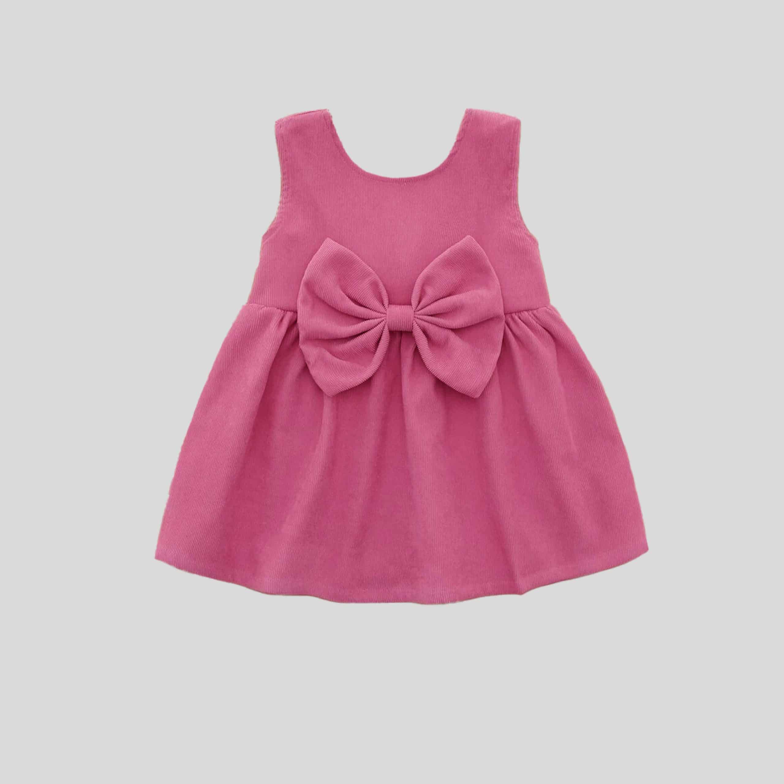 Watermelon pink sleeveless dress with bow - RKFCW151
