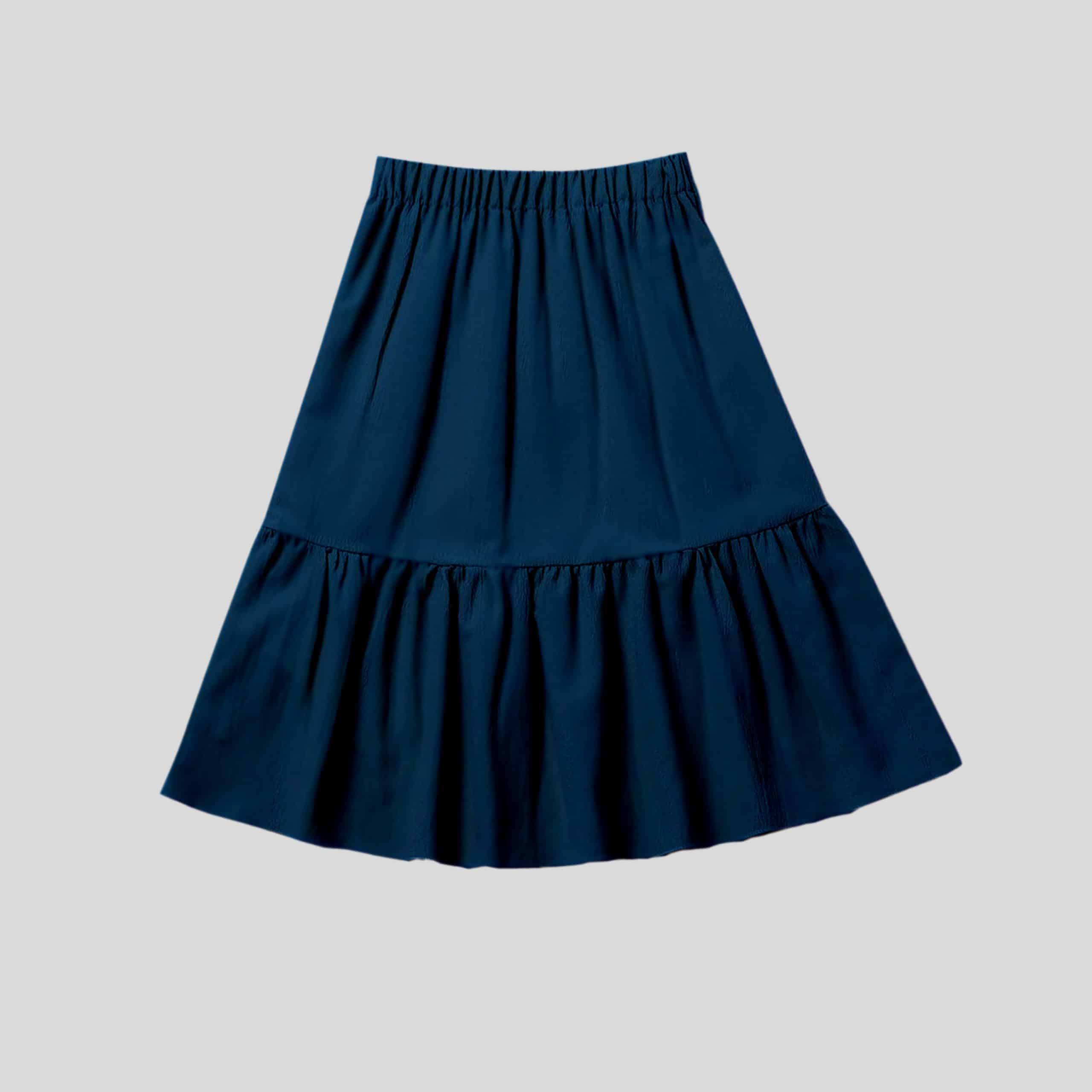 Girls Prussian blue ruffle skirt-RKFCW166