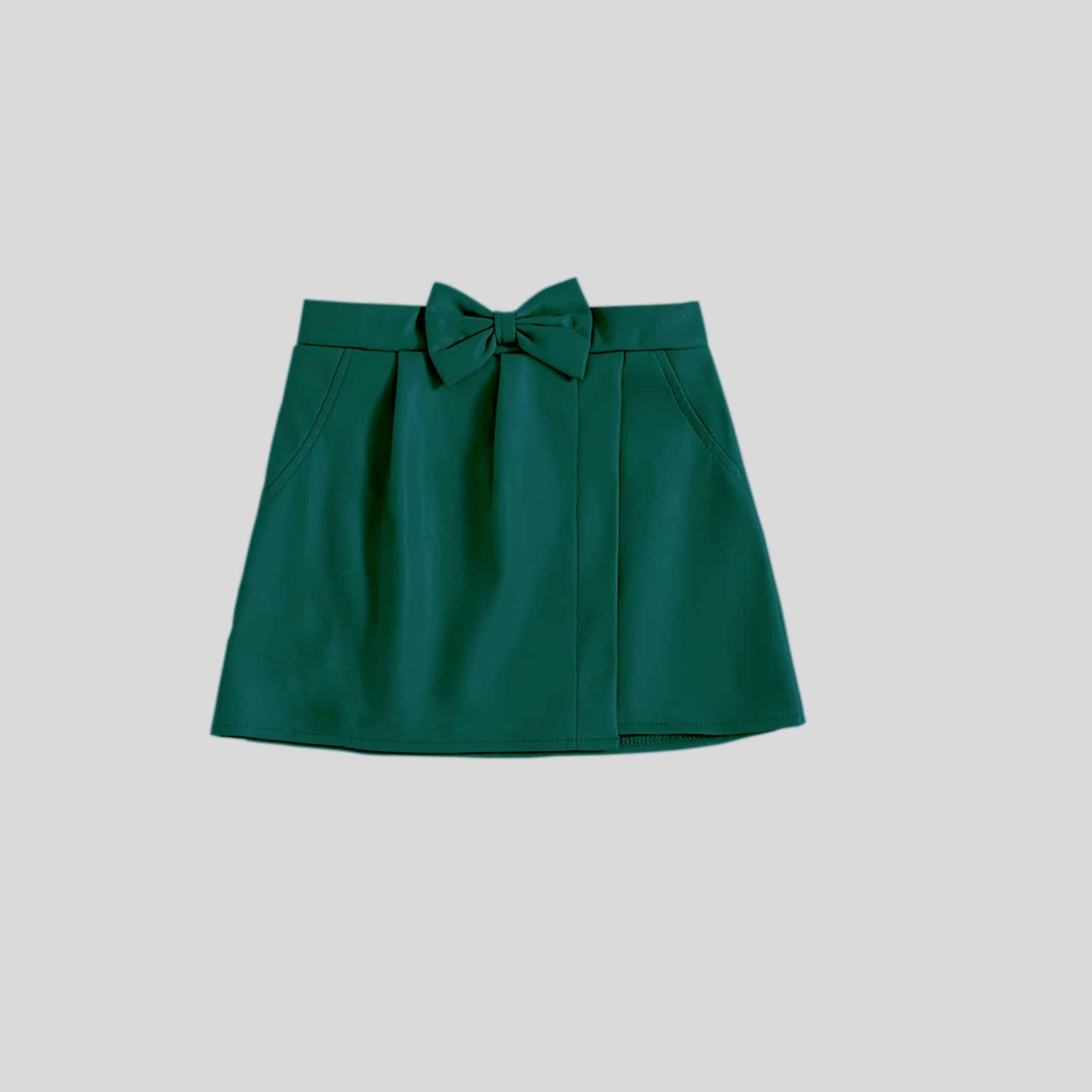Girls peacock blue bow Front  Skirt - RKFCW170