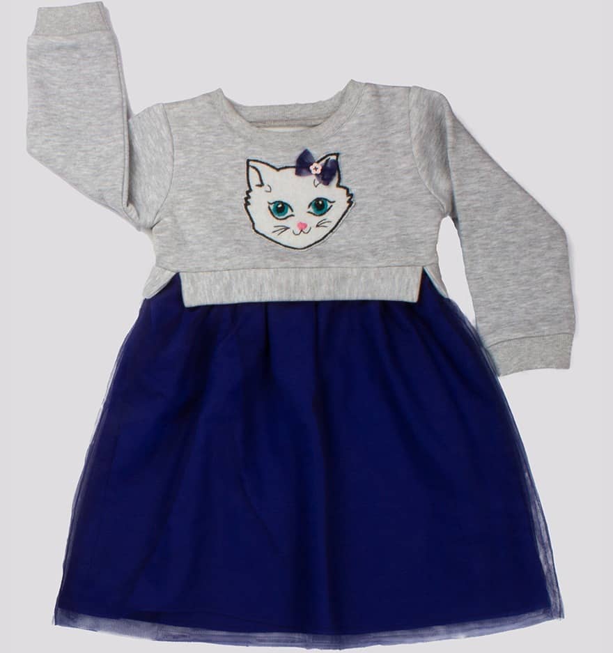 Girls Net party dress with embroidered applique detail on the bodice-RKFCW24