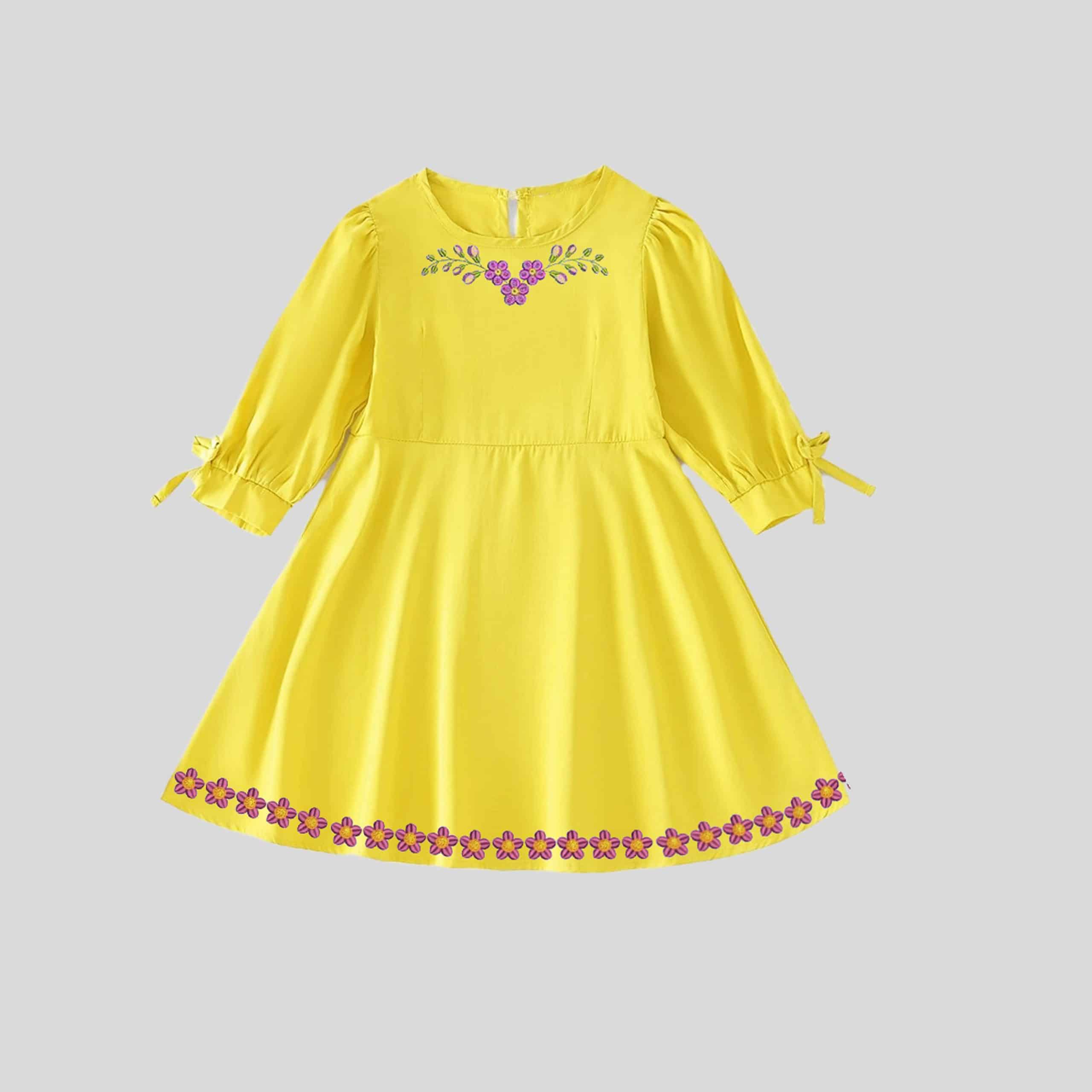 Yellow Fit and Flare Dress - RKFCW281
