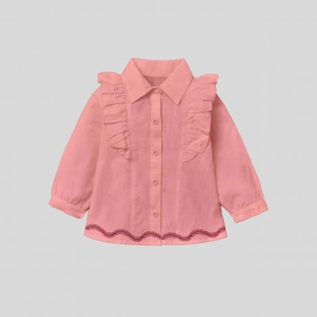Girls Pink Frill Top with Cute Floral Print - RKFCW329