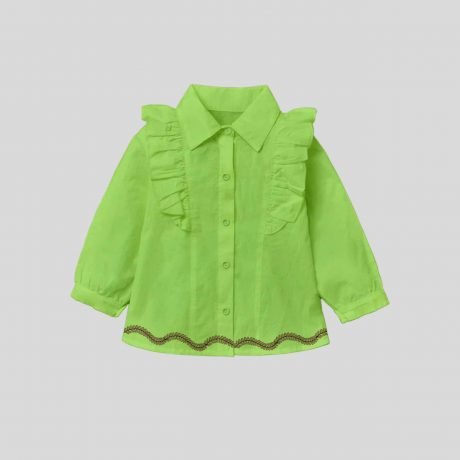 Girls Green Frill Top with Cute Floral Print - RKFCW330
