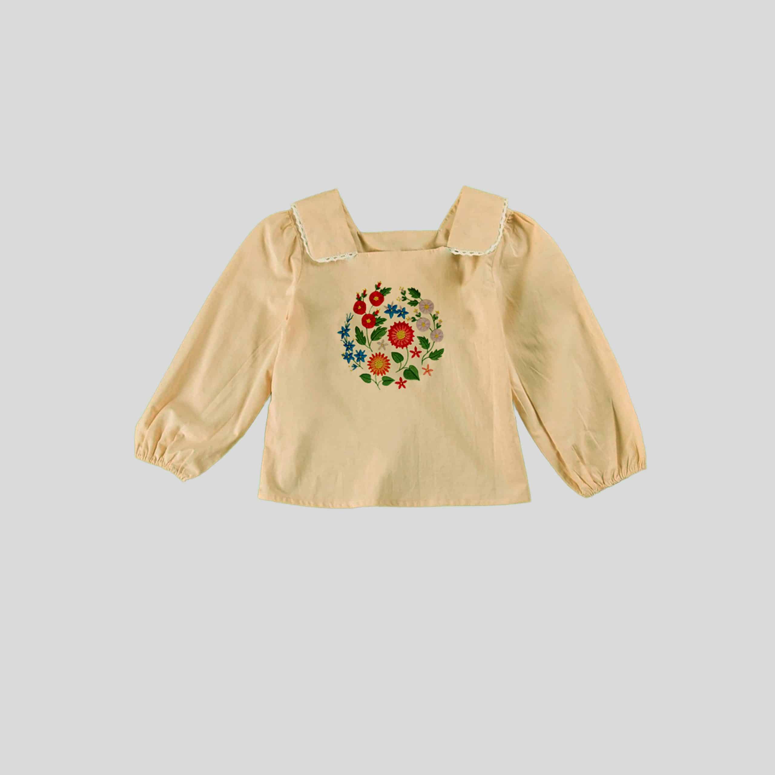 Girls Beige Top with Cute Floral Print - RKFCW332