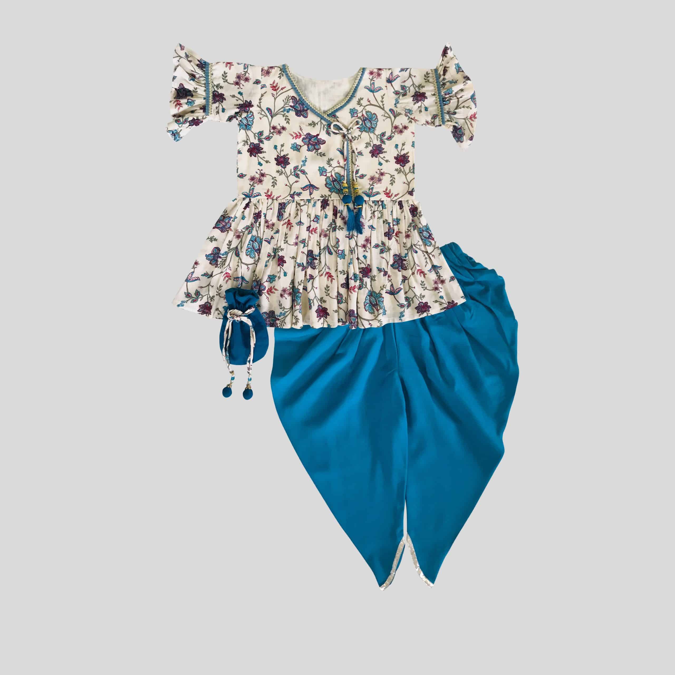 Girls Ethnic Printed Top and Dhoti Pants Set - RKFCW341