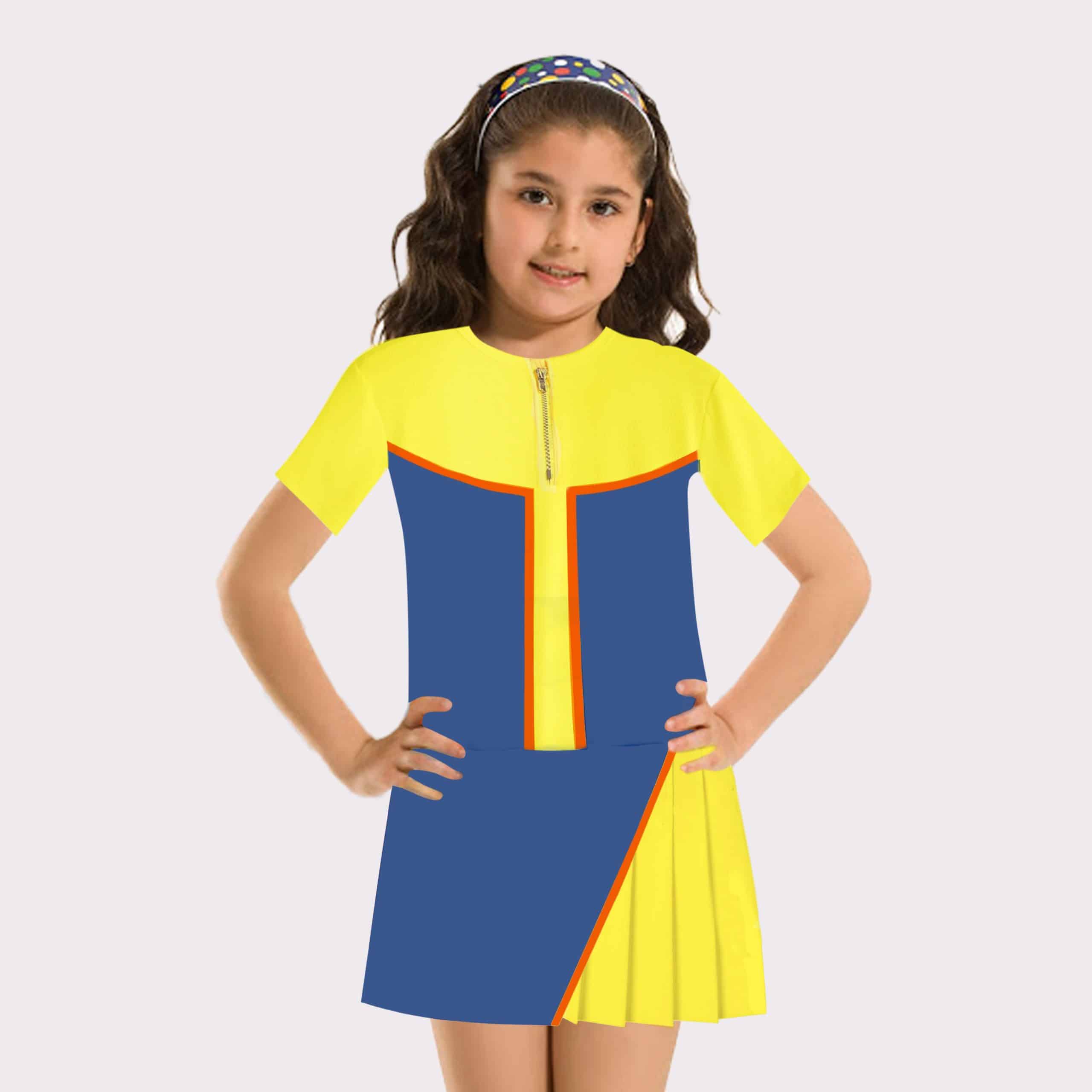 Girls yellow and blue zip at front top-RKFCW54
