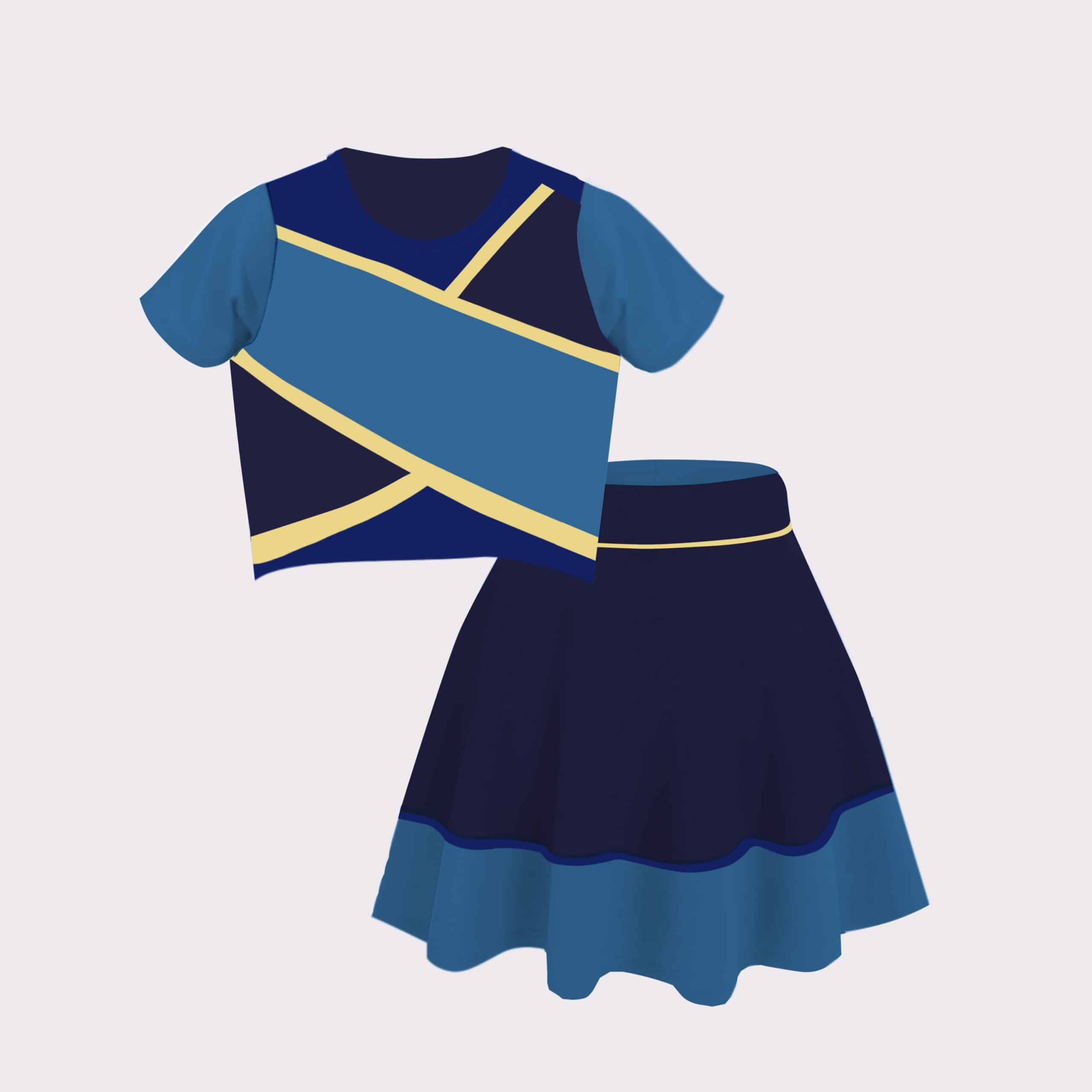 Grils solid dark and light blue pachwork top-RKFCW58