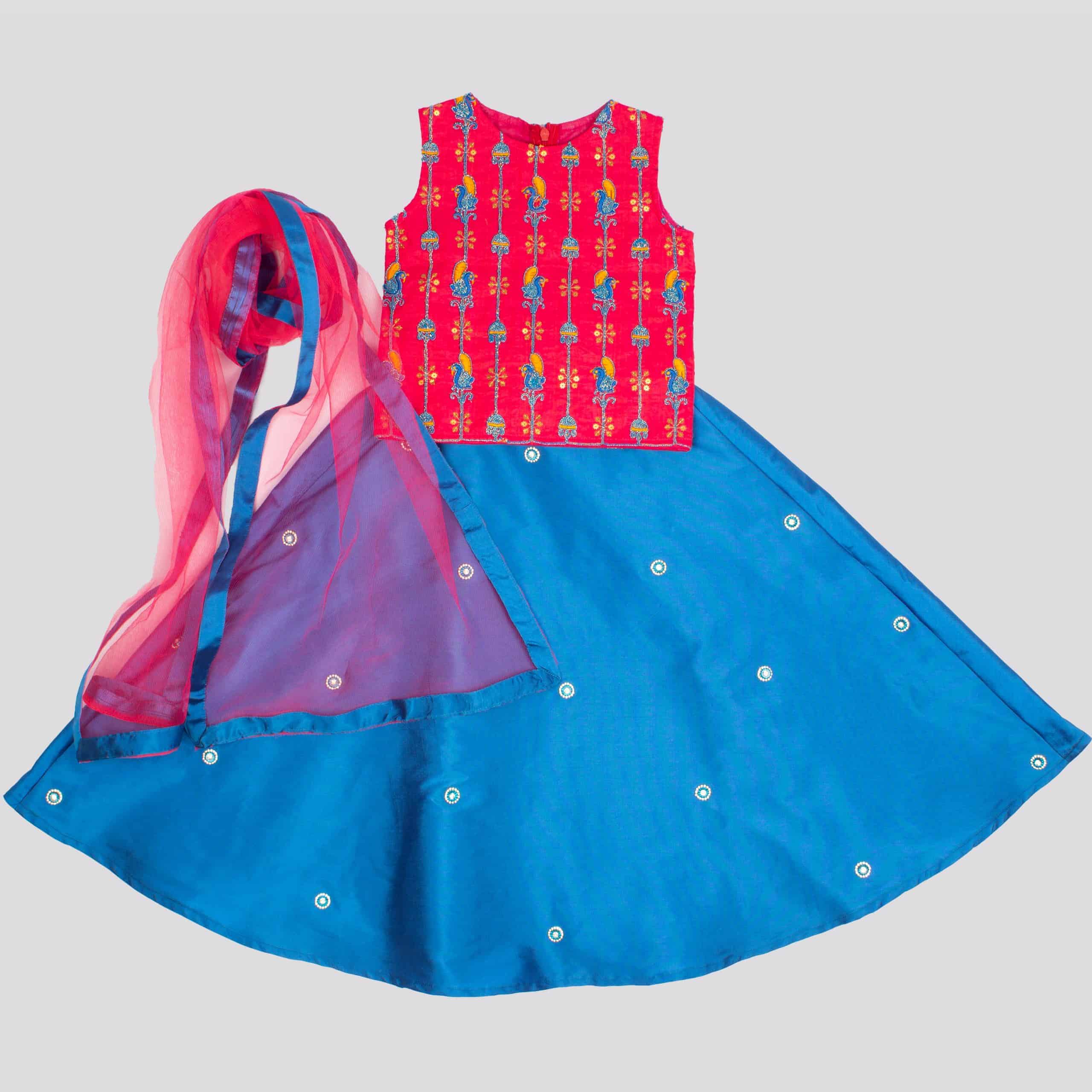 Beautifull pink and blue embroidery lehenga-RKFCW65