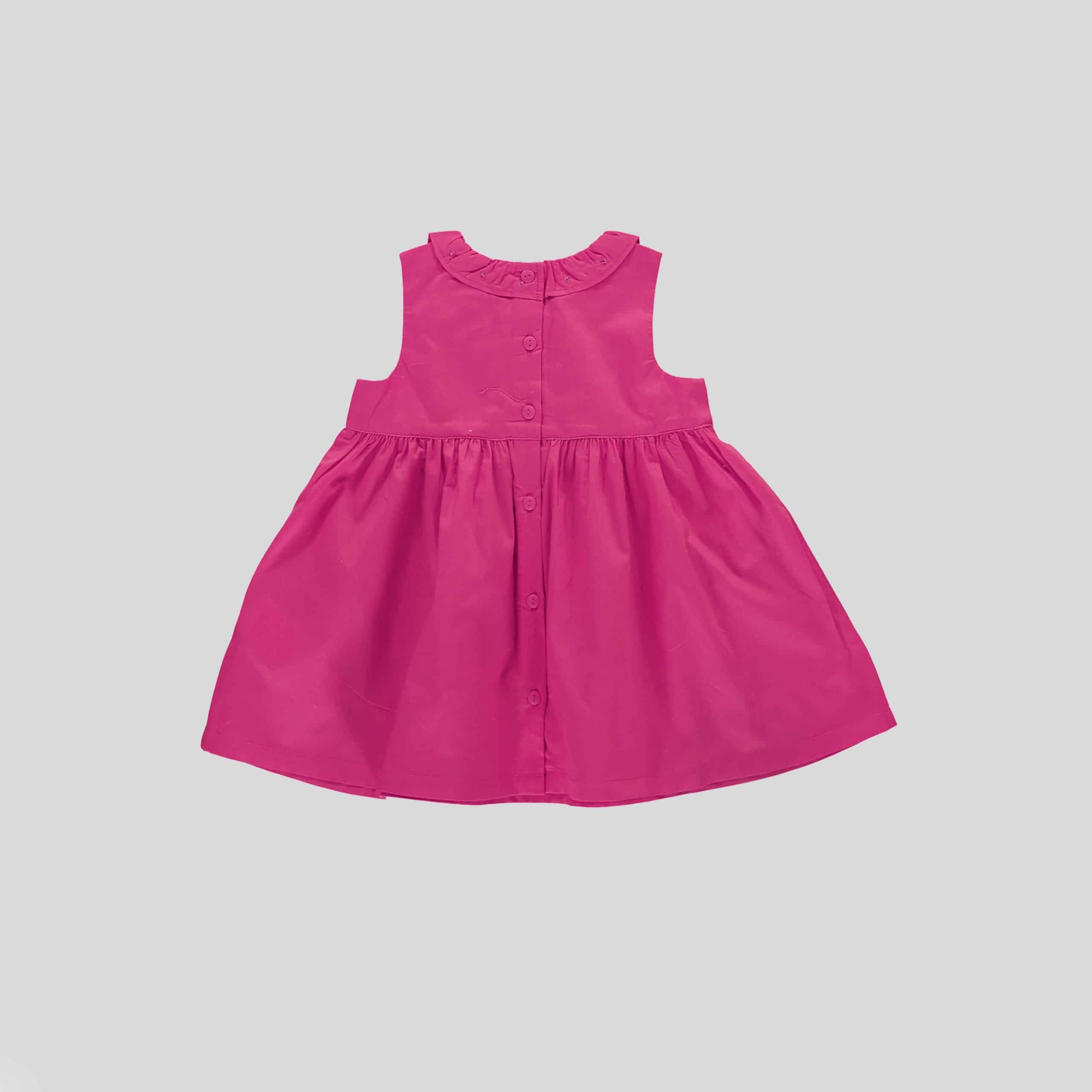Girls hot pink ruffle gather dress-RKFCW86