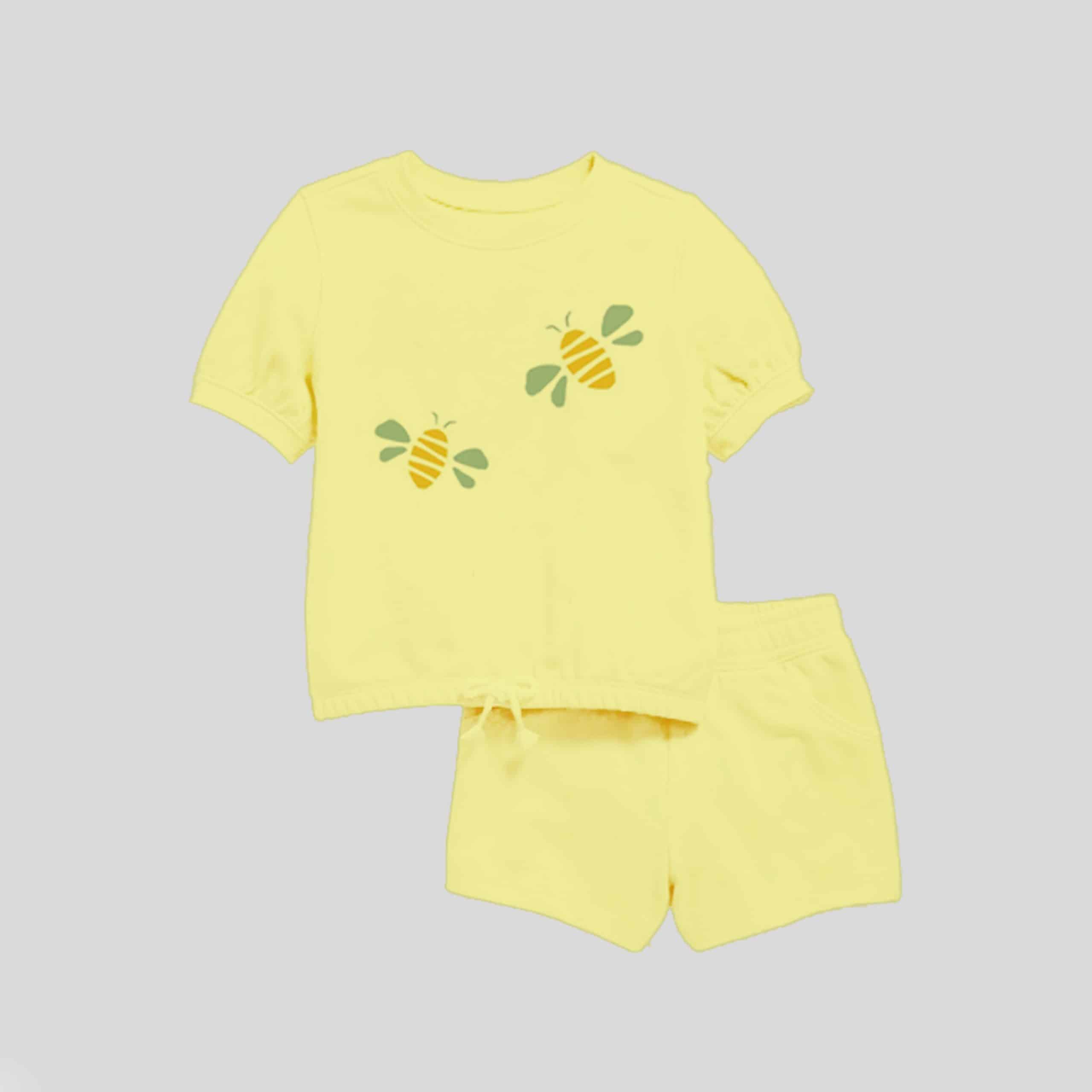 Cute yellow bee t-shirt and shorts-RKFCW87