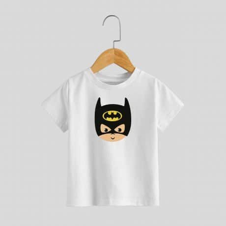 Boys white batman Print Tee-RKFCW179