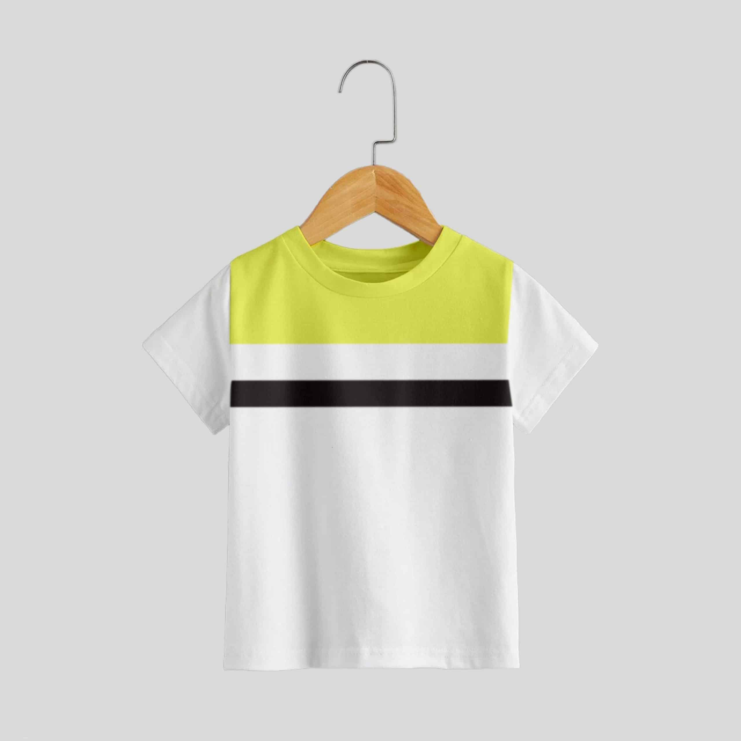 Boys Short Sleeves White Crew Neck Stripes T-Shirt - RKFCW366