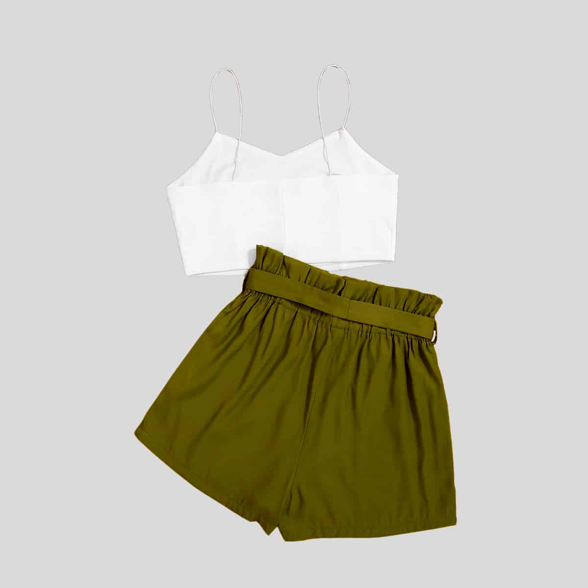  Crop Cami Top & Paper Bag Waist Shorts-RCB006