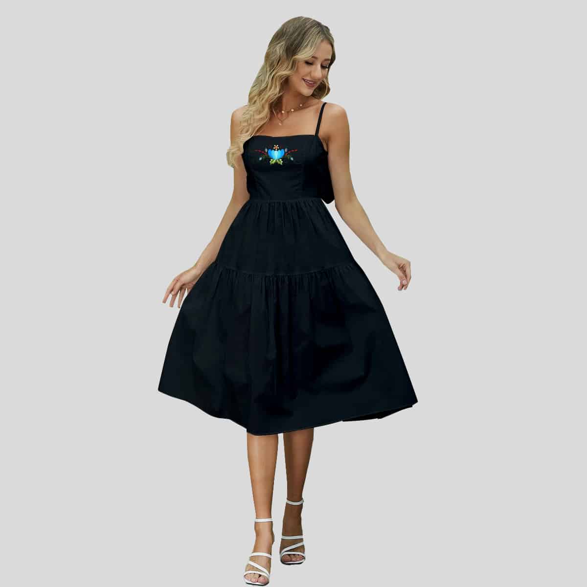 Black Bow Back Cami Dress-RCD024