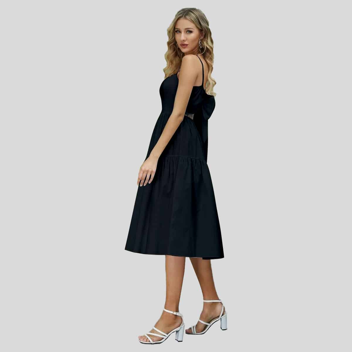 Black Bow Back Cami Dress-RCD024