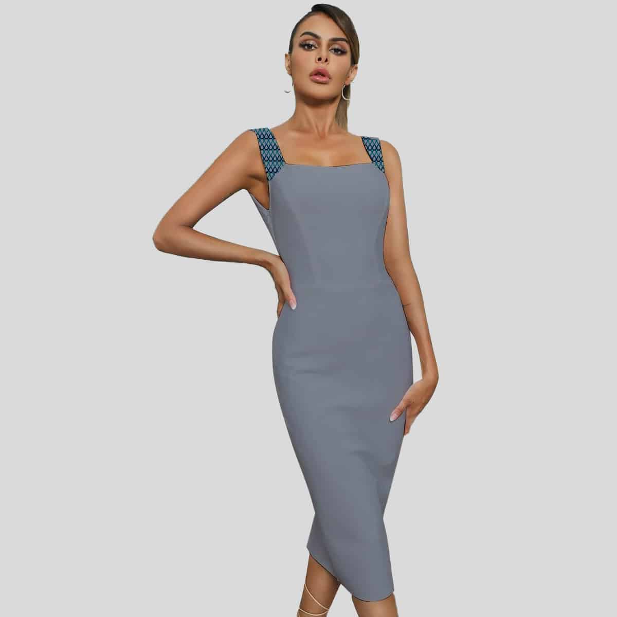 Grey Backless Split Hem Dress-RCD028
