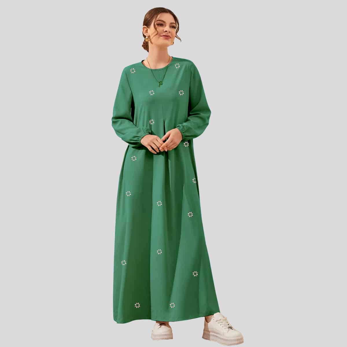 Sea Green Flounce Sleeve Ruffle Hem Coat & Tunic-RCK008