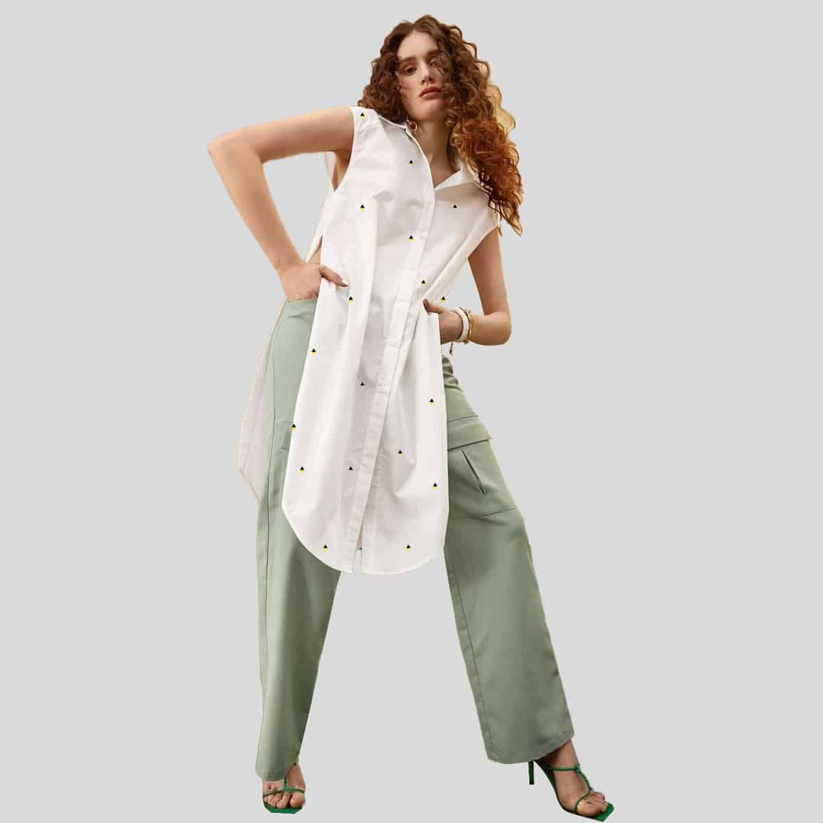 Collared Split Side Sleeveless Longline Top-RCT037