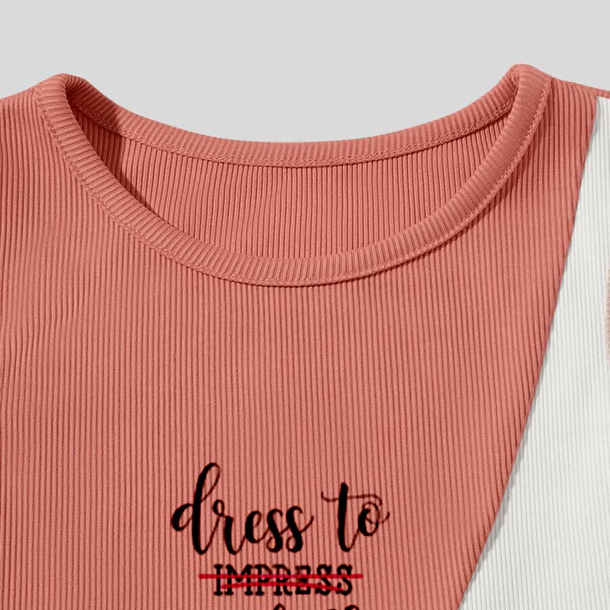 Baby Pink Colourblock Rib-knit Tank Top-RCT047