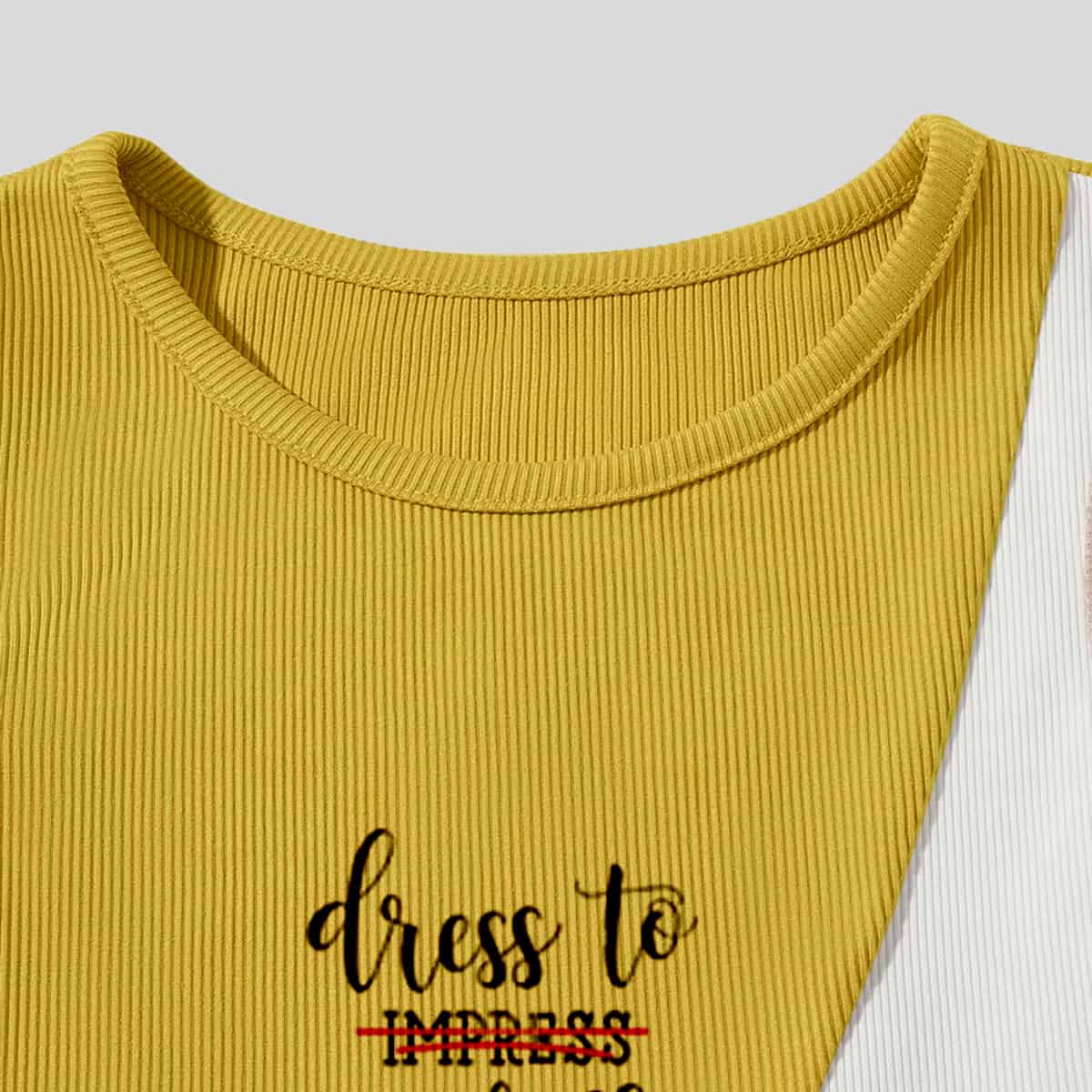 Yellow Color Block Rib-knit Tank Top-RCT048