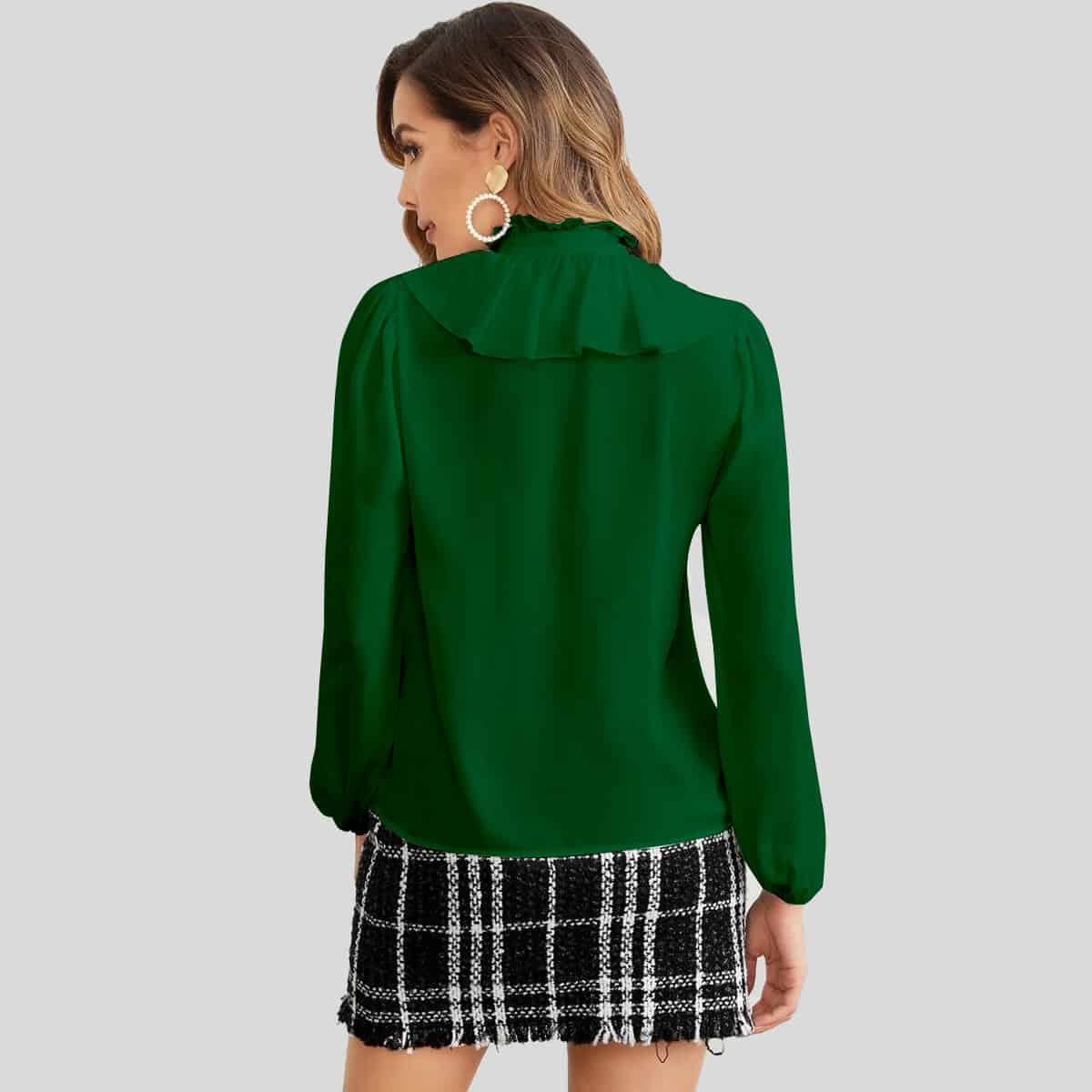 Ruffle Trim Button Front Top-RCT051