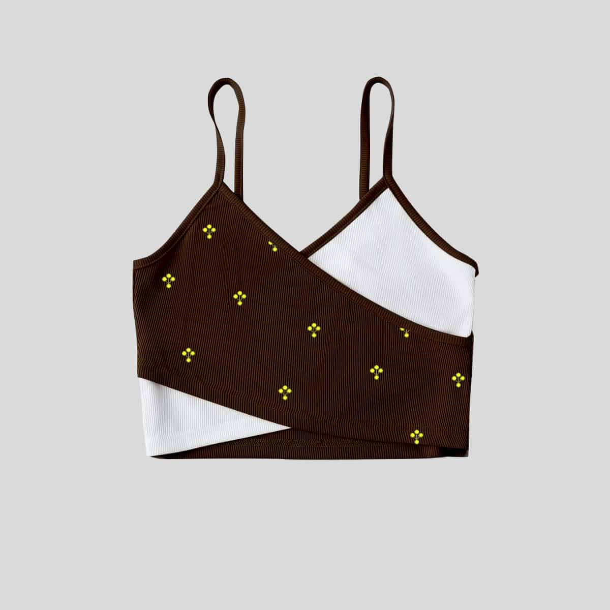 Black Two Tone Crossover Front Cami Top-RCT055