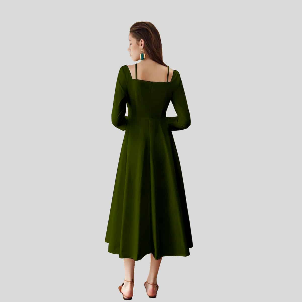 Juniper Green Cold Shoulder A-line Maxi-REM0010