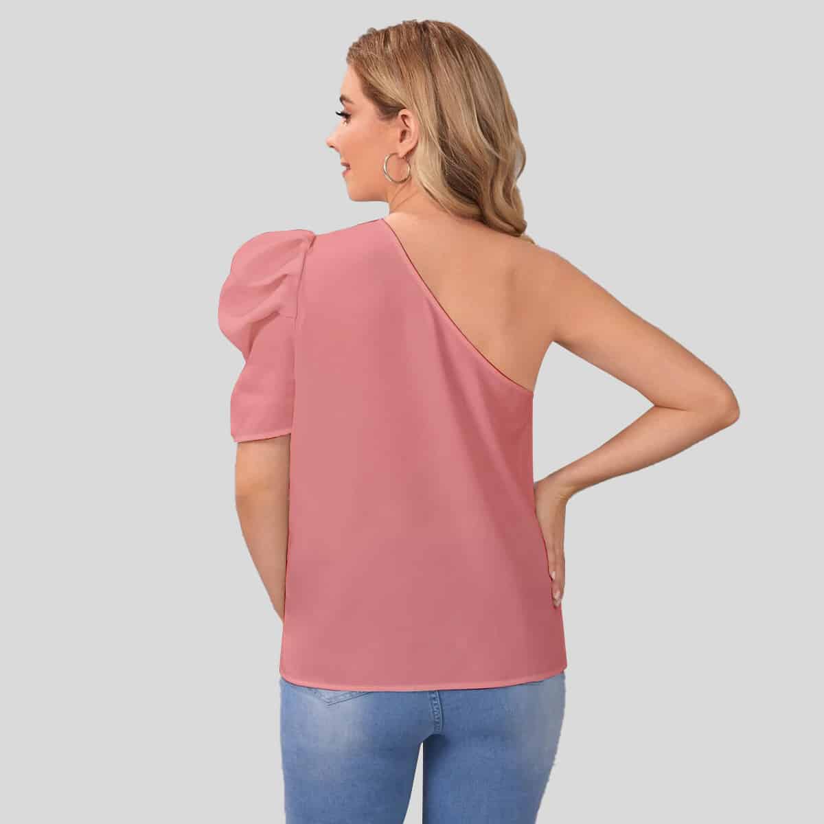 One Shoulder Puff Sleeve Top-RET083A