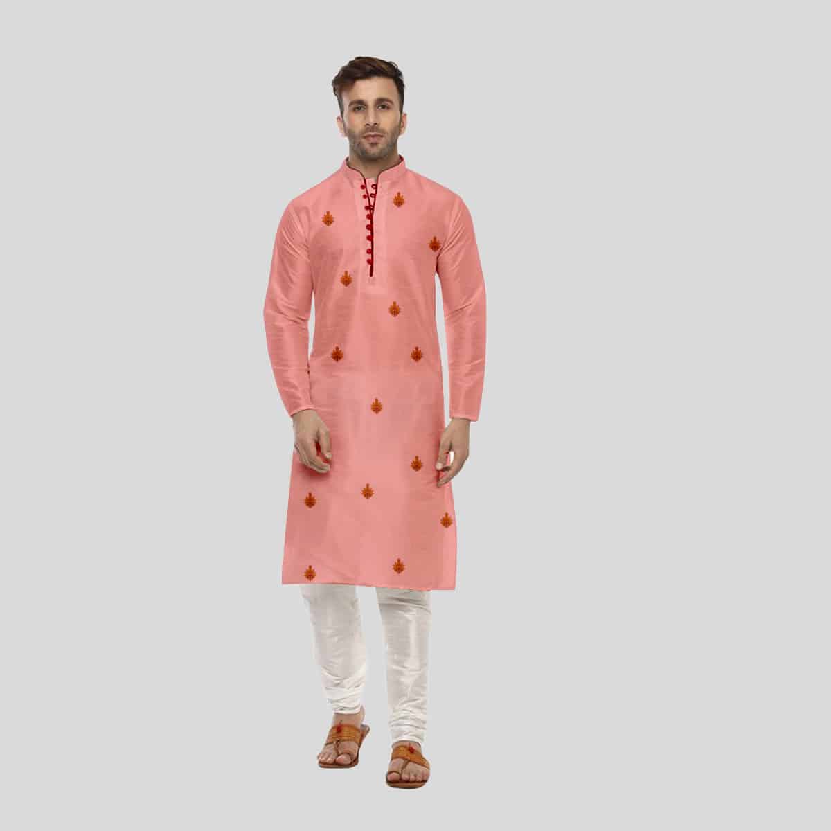 Men's Kurta Pajama with embroidery detail-RMK013