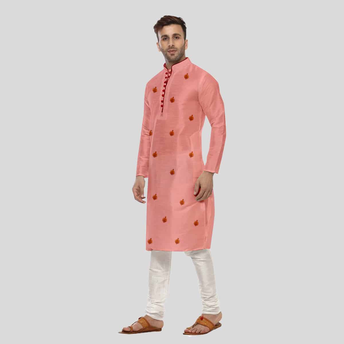 Men's Kurta Pajama with embroidery detail-RMK013