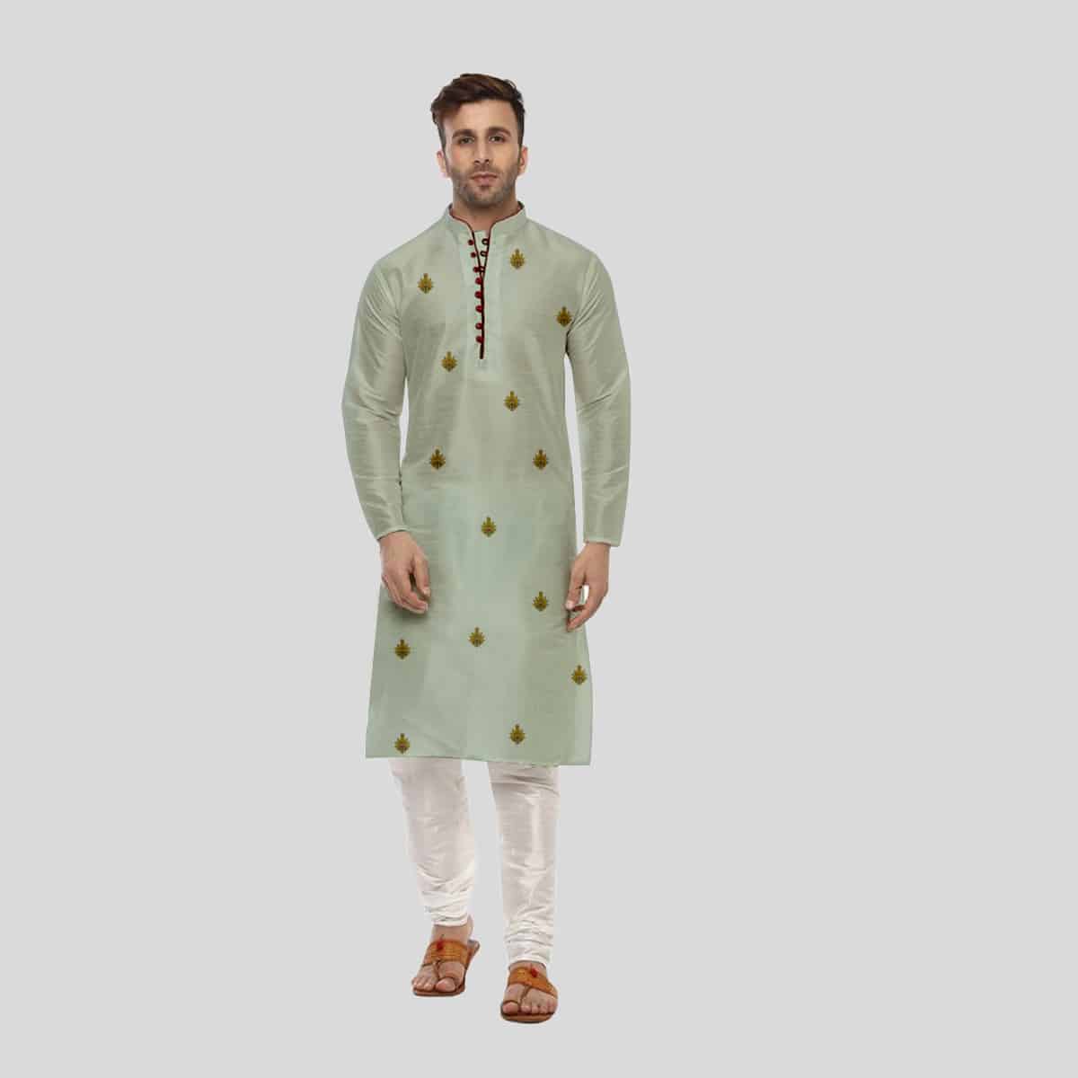 Men's Kurta Pajama with embroidery detail-RMK014