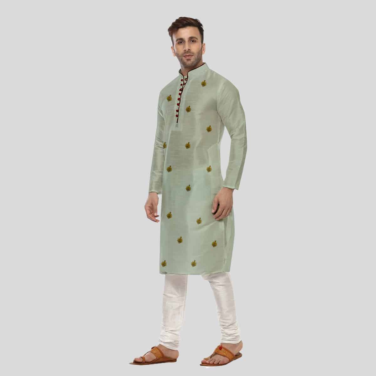 Men's Kurta Pajama with embroidery detail-RMK014