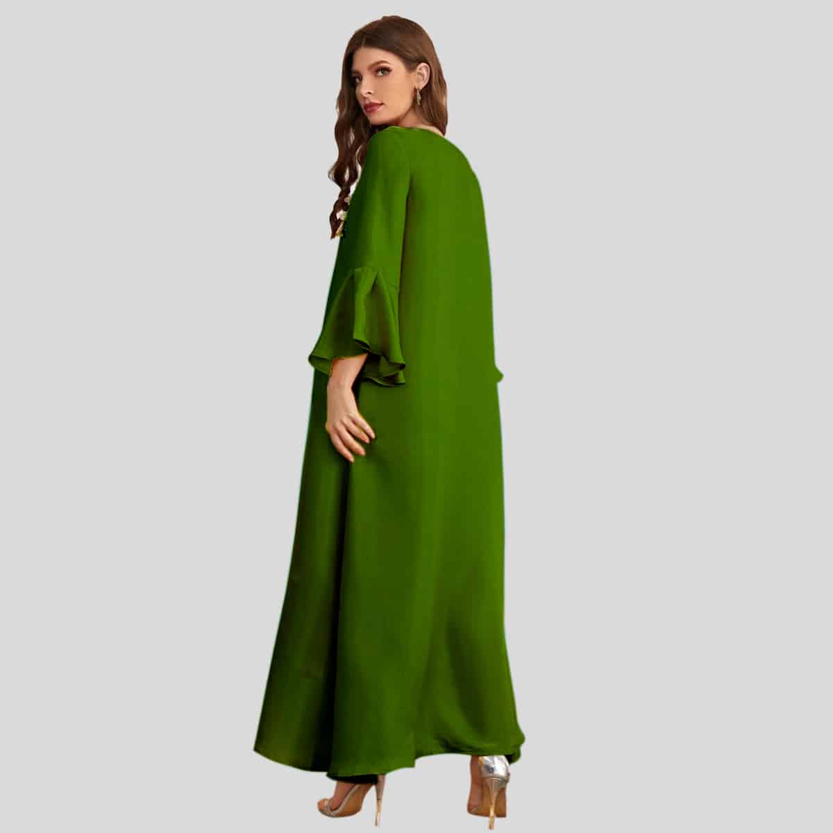 Appliques Flounce Sleeve Tunic Dress-RCK003