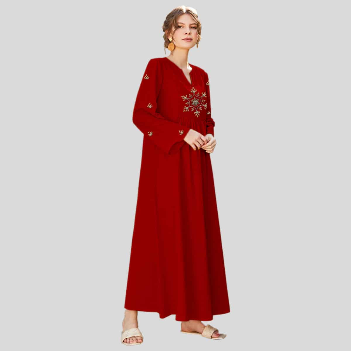 Maroon Embroidered Detail with Tassel Tie Waist kurti-RCK006