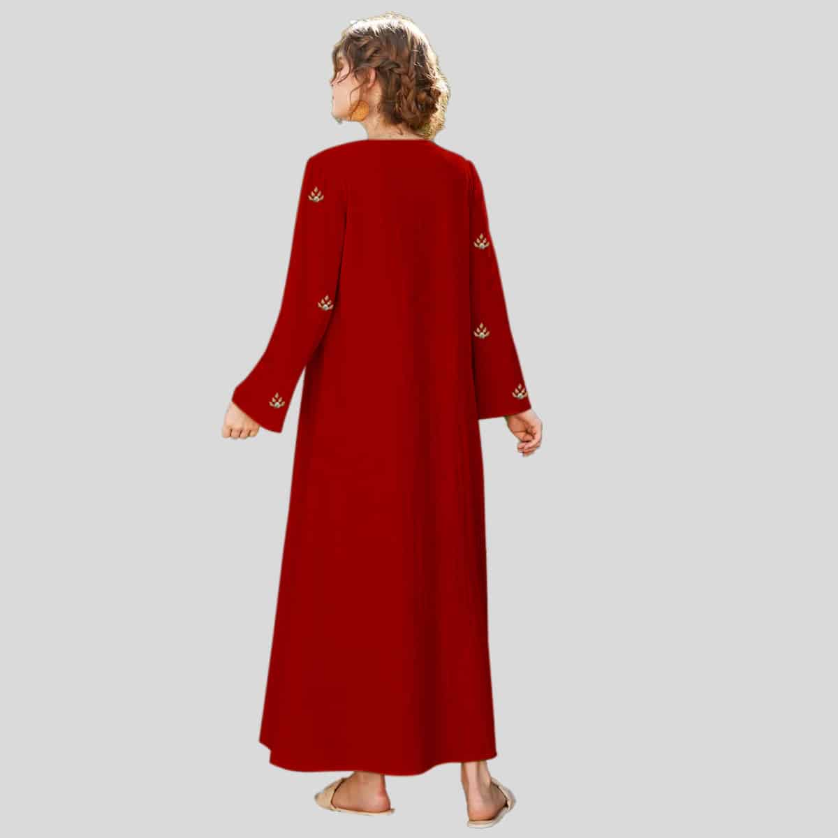 Maroon Embroidered Detail with Tassel Tie Waist kurti-RCK006