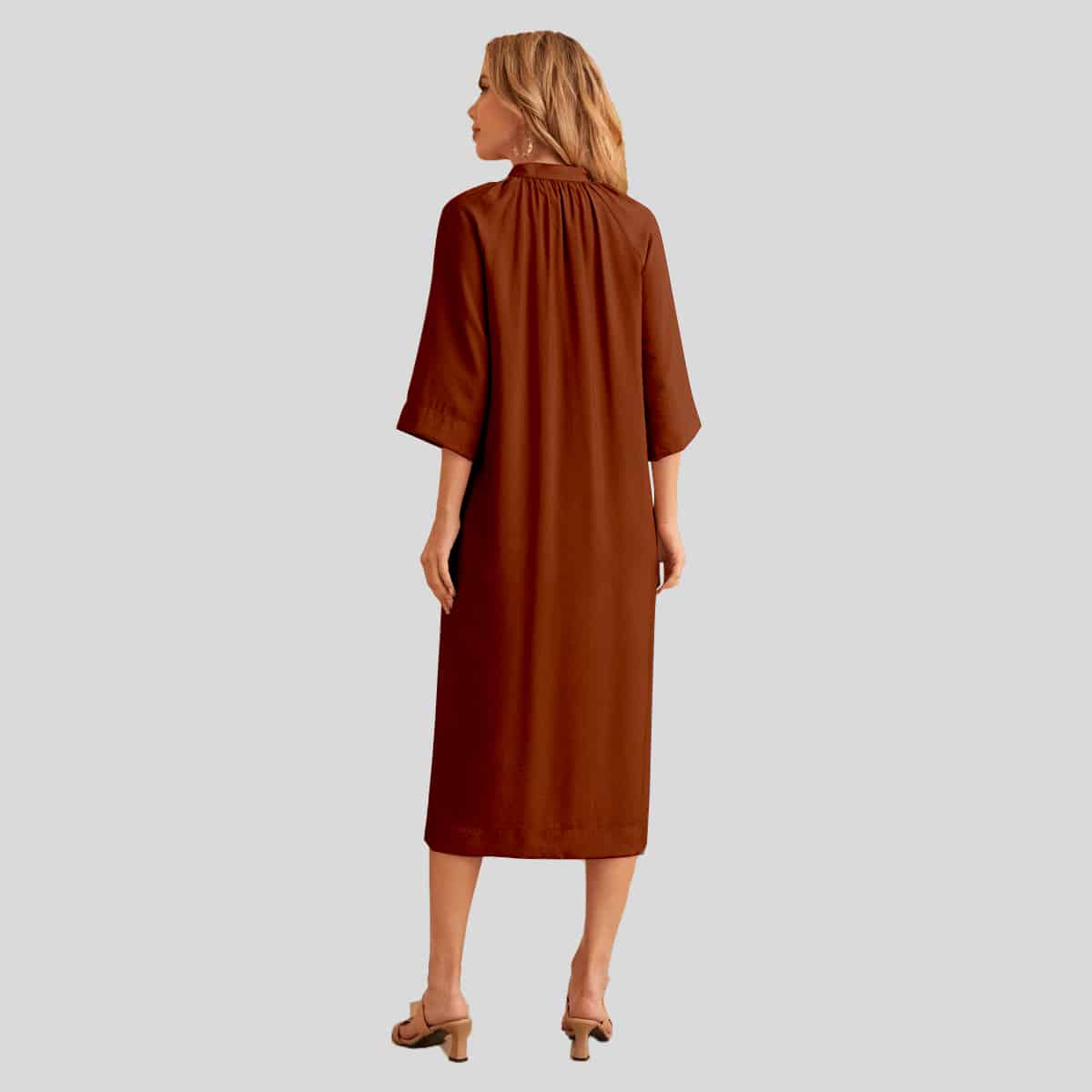 Notched Neck Buttoned Front Split Side-RCK012