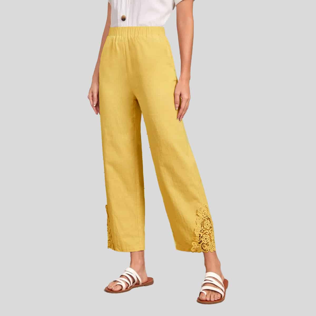 Yellow Lace Insert Pants-RCP005