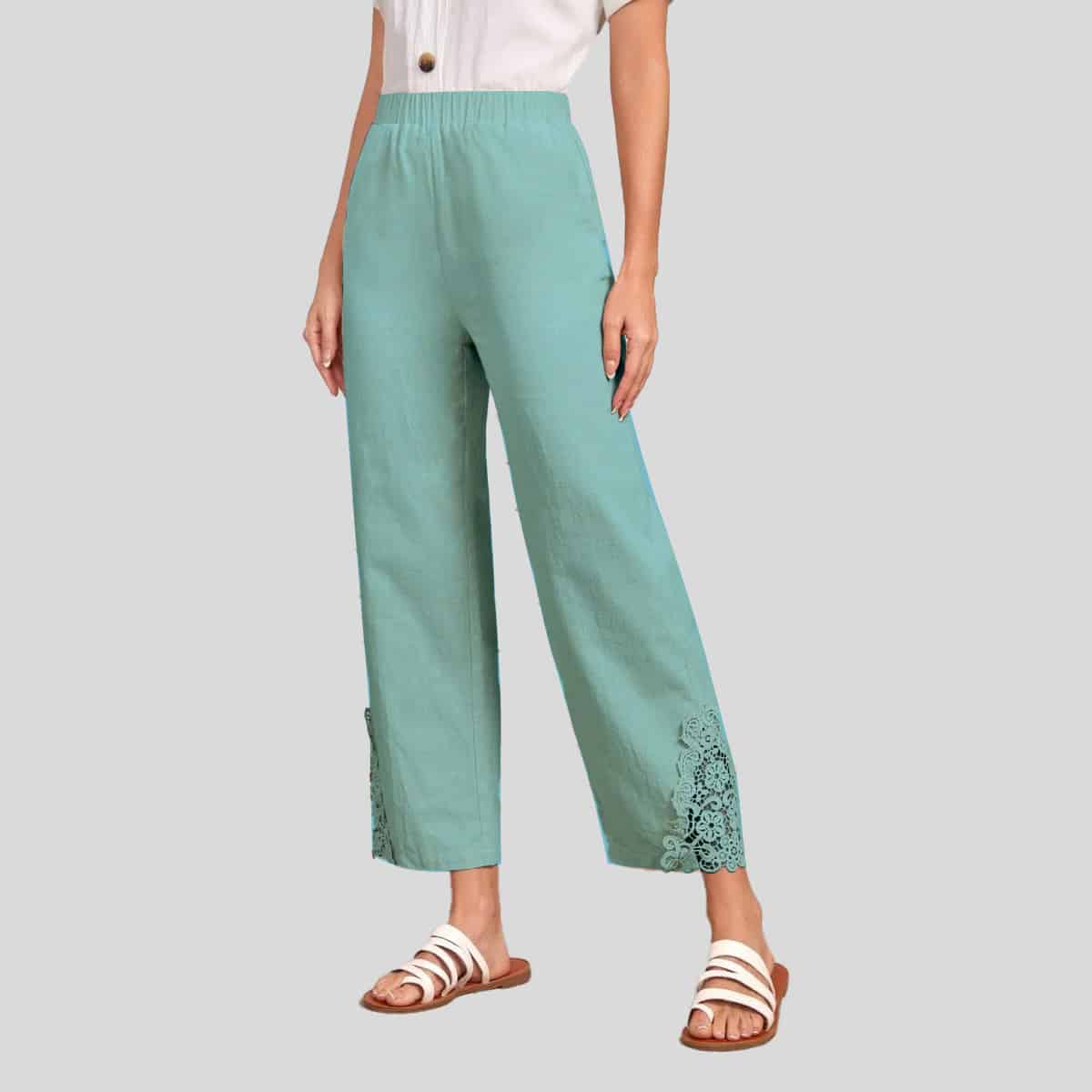 Sky Blue Lace Insert Pants-RCP006