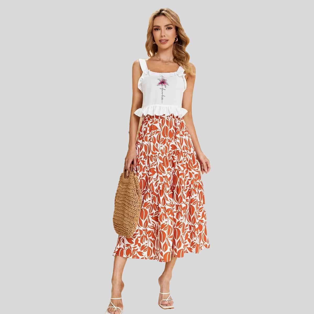 White Frill Trim Ruffle Hem Tank Top-RC0T59
