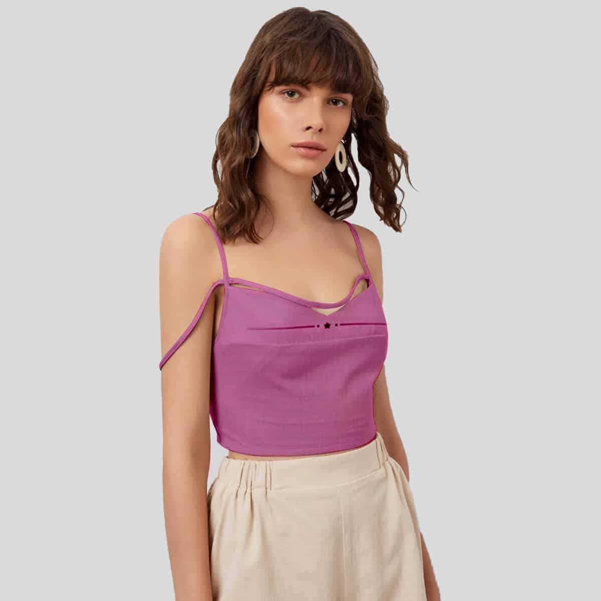 Thulian Pink Strappy Cami Top-RCT064